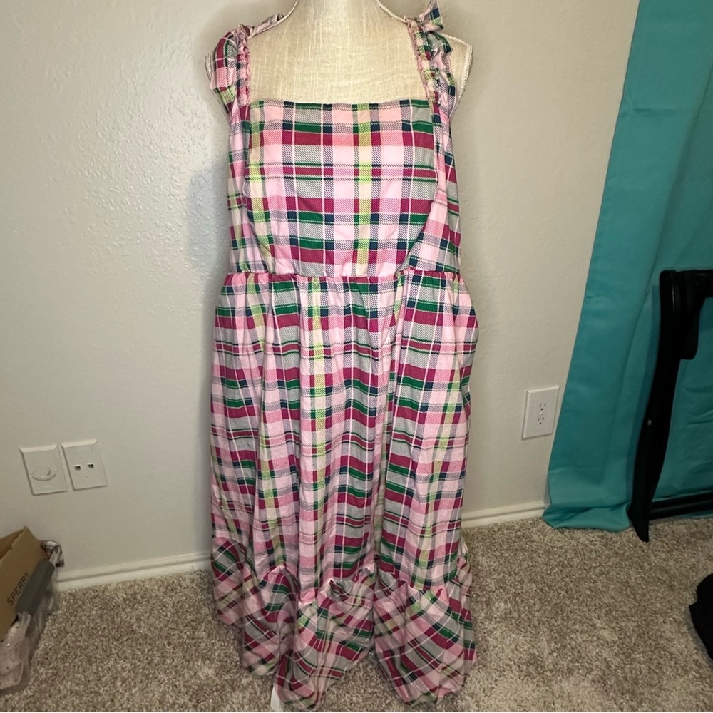 Green and Pink Plaid Dress, Size 2X